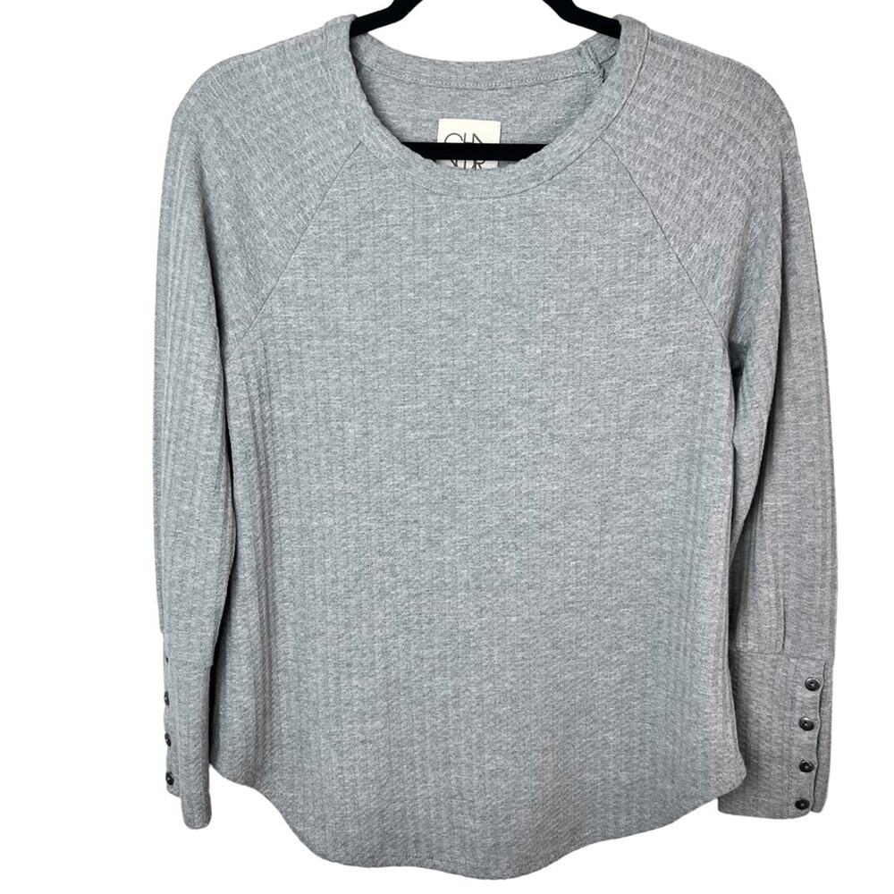 Chaser Women's Waffle Thermal Long Sleeve Top Shirt Heather Gray Sz S